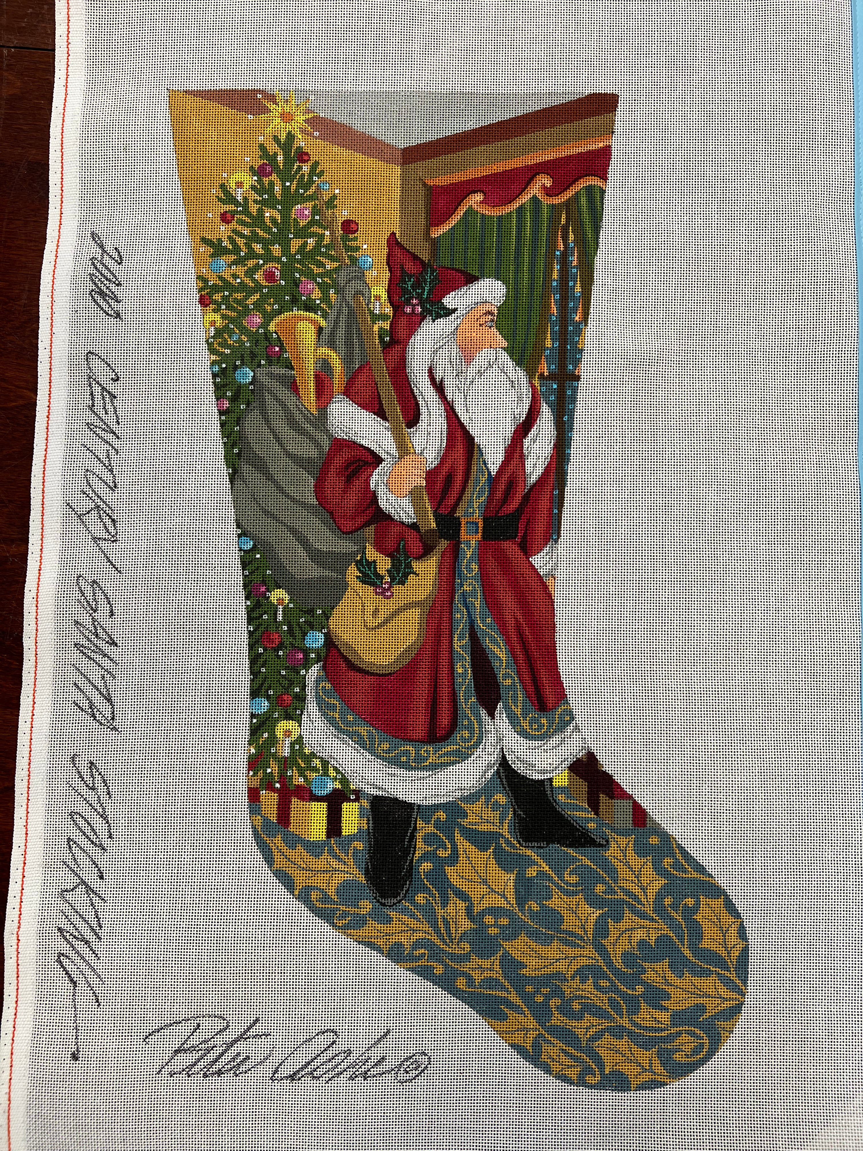 Santa Holly Carpet Stocking