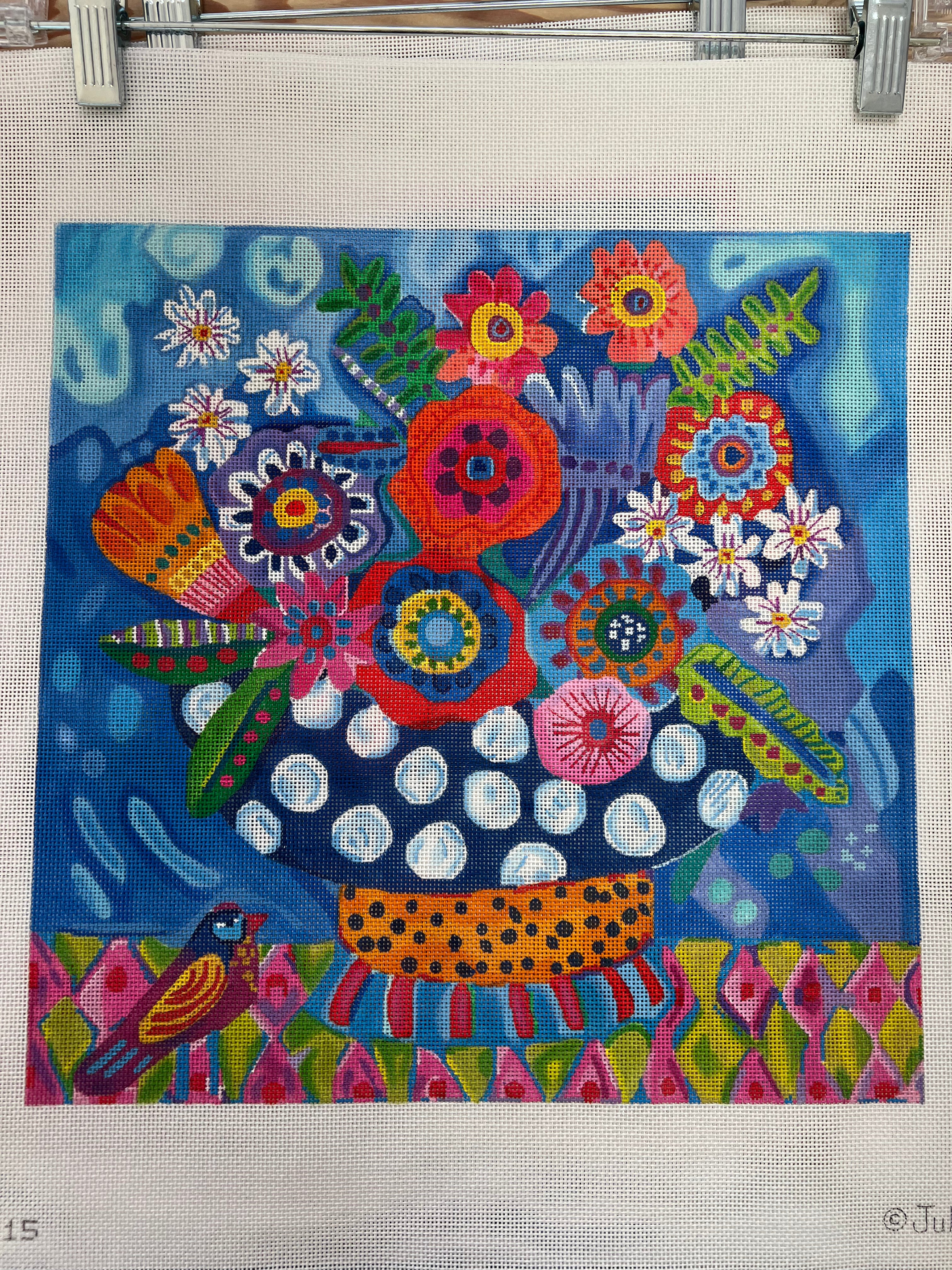 Bright Flowers in Polka Dot Vase