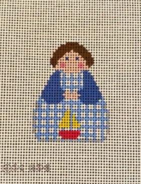 Decorative angel ornament with blue robe, red accents, and white wings