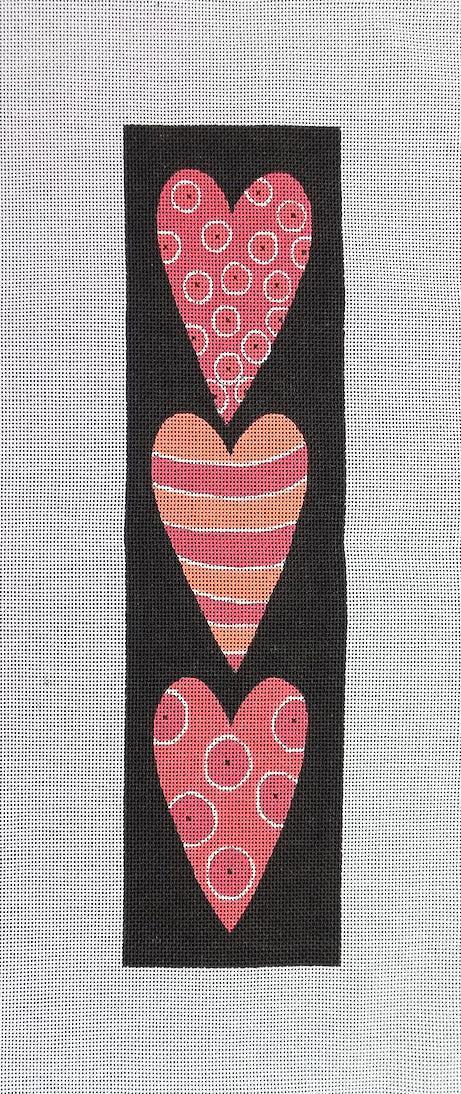 Black vertical banner with red and pink heart illustration