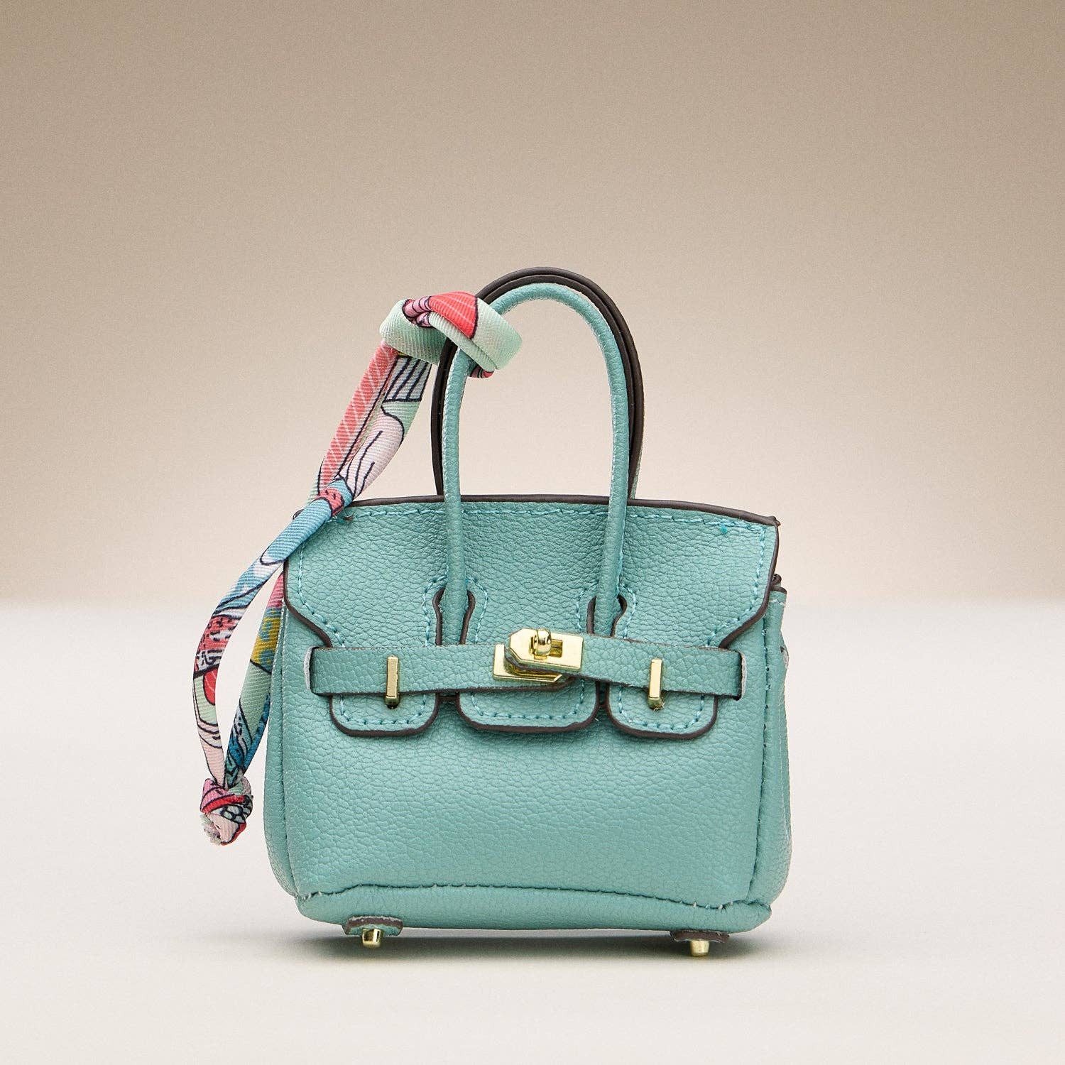 Mini Faux Leather Bag Charms with Scarf Detail