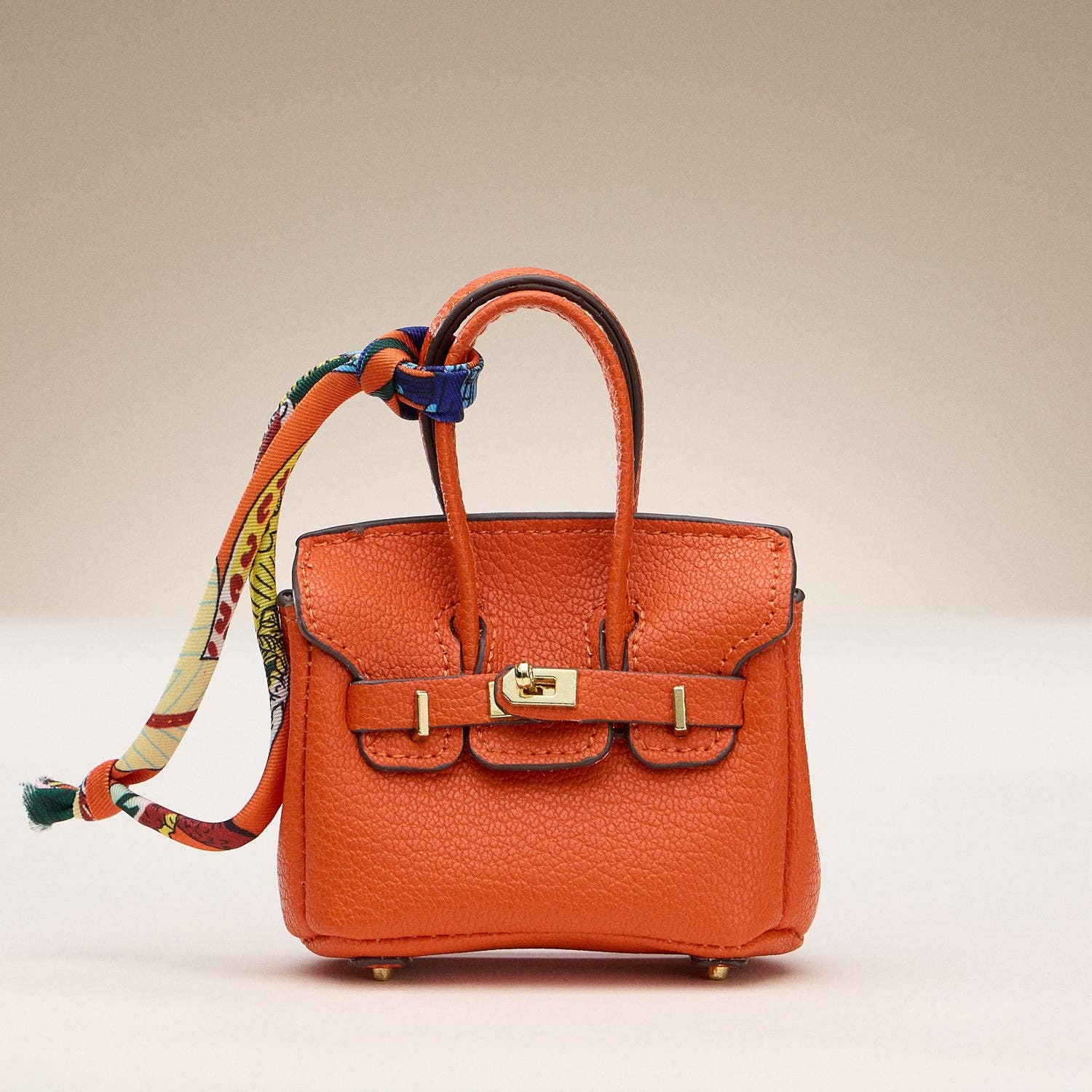 Mini Faux Leather Bag Charms with Scarf Detail