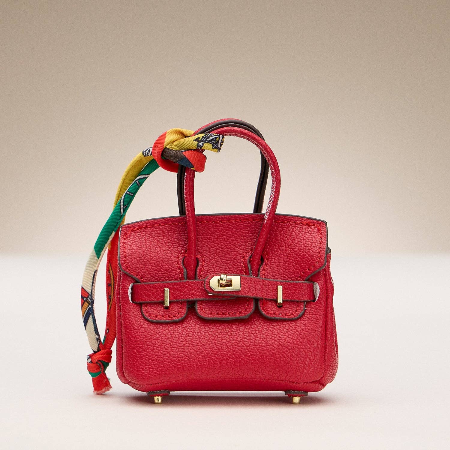 Mini Faux Leather Bag Charms with Scarf Detail