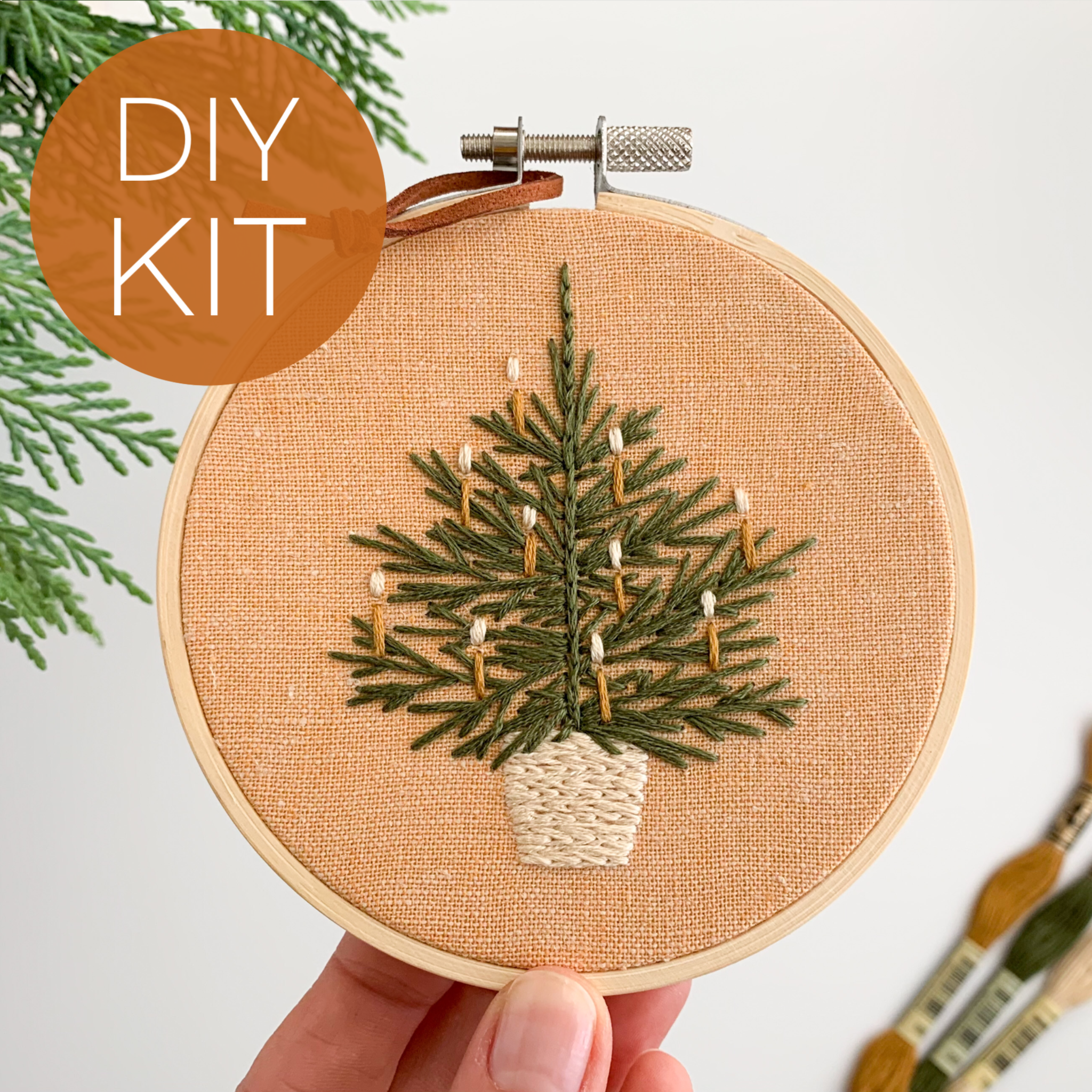 Christmas tree embroidery kit, beginner embroidery DIY kit