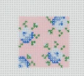 Blue Floral w/Pink Background