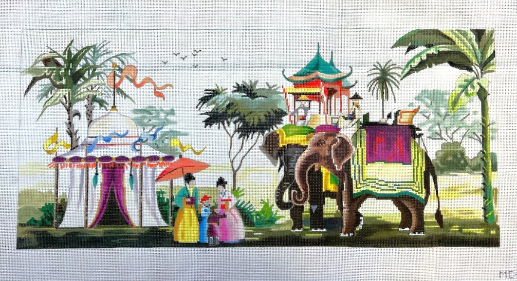 Tapestry Lumbar Tropical Scene