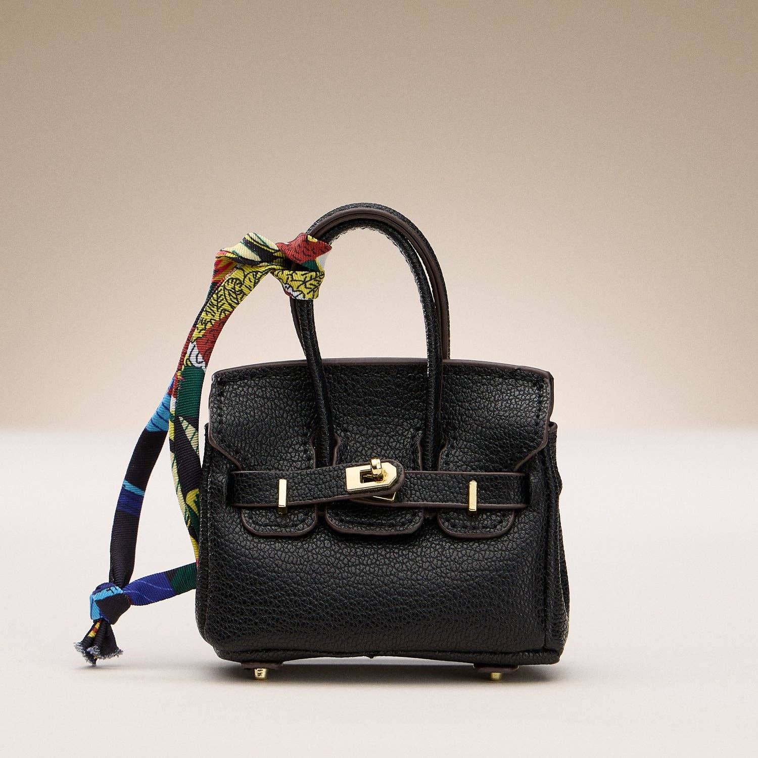 Mini Faux Leather Bag Charms with Scarf Detail