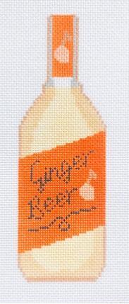 Cream ginger beer bottle ornament with orange band label and small orange cap