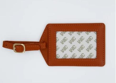 Leather Luggage Tag - Orange