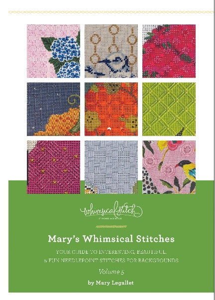 Whimsical Stitches Vol 5 needlework book with multicolor stitch patterns on cover